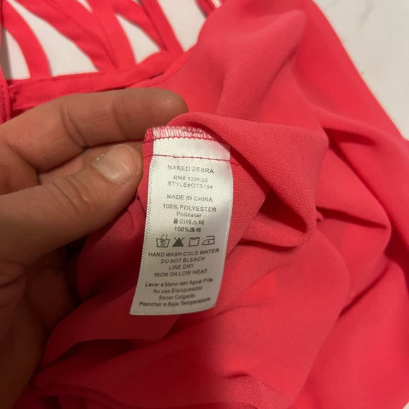 Naked Zebra pink sleeveless strappy blouse M - Picture 6 of 9